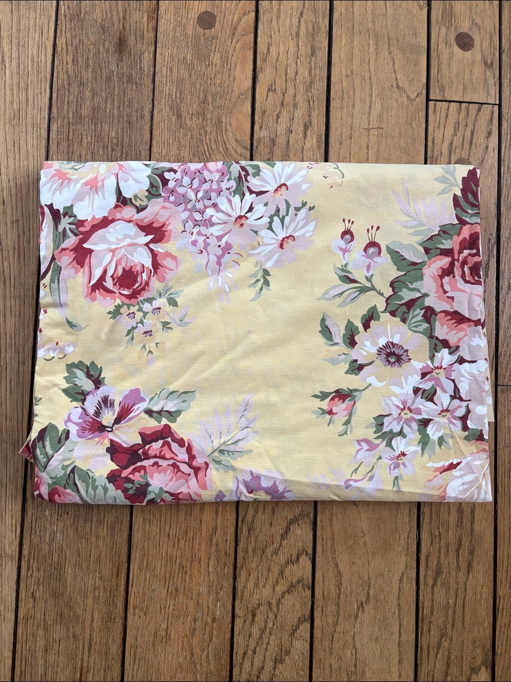 Vintage Ralph Lauren Floral TWIN Flat Sheet Country Cottage Core USA blue tag